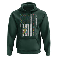 Autism Acceptance Hoodie American Flag Neurodivergent Support Ribbon Puzzle