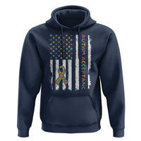Autism Acceptance Hoodie American Flag Neurodivergent Support Ribbon Puzzle