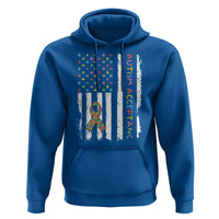 Autism Acceptance Hoodie American Flag Neurodivergent Support Ribbon Puzzle