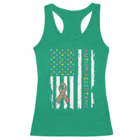 Autism Acceptance Racerback Tank Top American Flag Neurodivergent Support Ribbon Puzzle