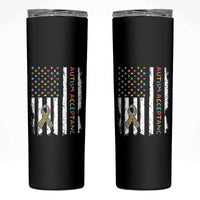 Autism Acceptance Skinny Tumbler American Flag Neurodivergent Support Ribbon Puzzle