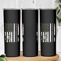 Autism Acceptance Skinny Tumbler American Flag Neurodivergent Support Ribbon Puzzle