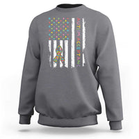 Autism Acceptance Sweatshirt American Flag Neurodivergent Support Ribbon Puzzle