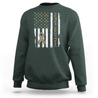 Autism Acceptance Sweatshirt American Flag Neurodivergent Support Ribbon Puzzle
