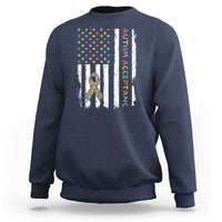 Autism Acceptance Sweatshirt American Flag Neurodivergent Support Ribbon Puzzle