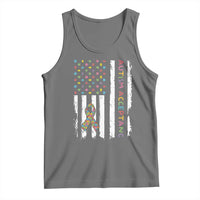 Autism Acceptance Tank Top American Flag Neurodivergent Support Ribbon Puzzle