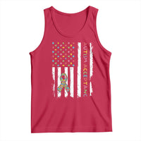 Autism Acceptance Tank Top American Flag Neurodivergent Support Ribbon Puzzle