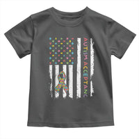Autism Acceptance Toddler T Shirt American Flag Neurodivergent Support Ribbon Puzzle