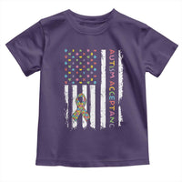 Autism Acceptance Toddler T Shirt American Flag Neurodivergent Support Ribbon Puzzle