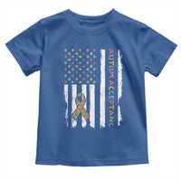 Autism Acceptance Toddler T Shirt American Flag Neurodivergent Support Ribbon Puzzle