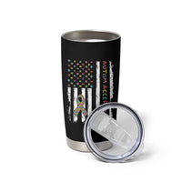 Autism Acceptance Tumbler Cup American Flag Neurodivergent Support Ribbon Puzzle