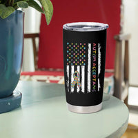 Autism Acceptance Tumbler Cup American Flag Neurodivergent Support Ribbon Puzzle