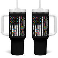 Autism Acceptance Tumbler With Handle American Flag Neurodivergent Support Ribbon Puzzle