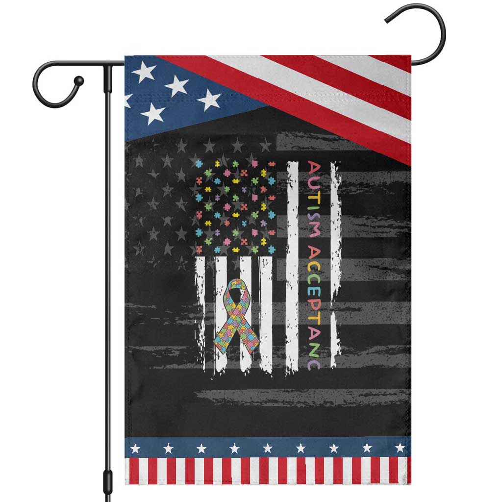 Autism Acceptance Garden Flag American Flag Neurodivergent Support Ribbon Puzzle