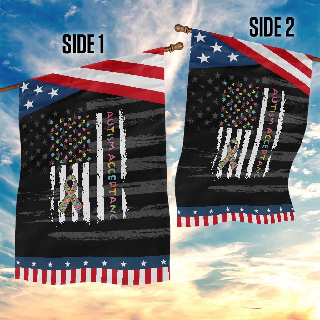 Autism Acceptance Garden Flag American Flag Neurodivergent Support Ribbon Puzzle