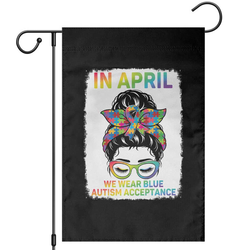 Autism Acceptance Garden Flag Neurodivergent Support Messy Bun Ribbon Puzzle