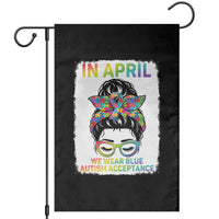 Autism Acceptance Garden Flag Neurodivergent Support Messy Bun Ribbon Puzzle