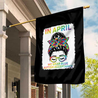 Autism Acceptance Garden Flag Neurodivergent Support Messy Bun Ribbon Puzzle