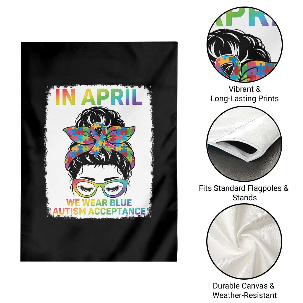 Autism Acceptance Garden Flag Neurodivergent Support Messy Bun Ribbon Puzzle