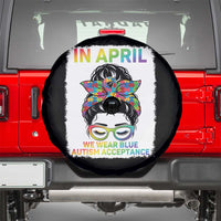 Autism Acceptance Spare Tire Cover Neurodivergent Support Messy Bun Ribbon Puzzle