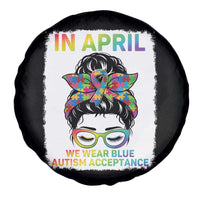 Autism Acceptance Spare Tire Cover Neurodivergent Support Messy Bun Ribbon Puzzle