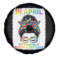 Autism Acceptance Spare Tire Cover Neurodivergent Support Messy Bun Ribbon Puzzle