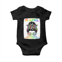 Autism Acceptance Baby Onesie Neurodivergent Support Messy Bun Ribbon Puzzle