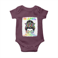 Autism Acceptance Baby Onesie Neurodivergent Support Messy Bun Ribbon Puzzle
