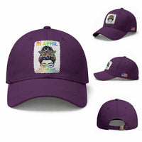Autism Acceptance Baseball Cap Neurodivergent Support Messy Bun Ribbon Puzzle