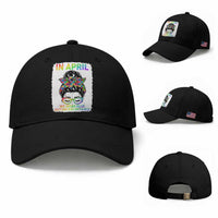 Autism Acceptance Baseball Cap Neurodivergent Support Messy Bun Ribbon Puzzle