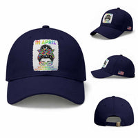 Autism Acceptance Baseball Cap Neurodivergent Support Messy Bun Ribbon Puzzle