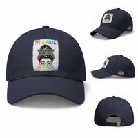 Autism Acceptance Baseball Cap Neurodivergent Support Messy Bun Ribbon Puzzle