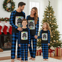 Autism Acceptance Plaid Pajama Set Neurodivergent Support Messy Bun Ribbon Puzzle