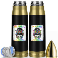 Autism Acceptance Bullet Tumbler Neurodivergent Support Messy Bun Ribbon Puzzle