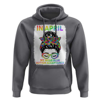 Autism Acceptance Hoodie Neurodivergent Support Messy Bun Ribbon Puzzle