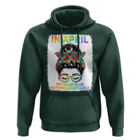 Autism Acceptance Hoodie Neurodivergent Support Messy Bun Ribbon Puzzle
