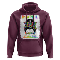 Autism Acceptance Hoodie Neurodivergent Support Messy Bun Ribbon Puzzle