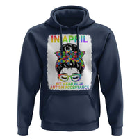 Autism Acceptance Hoodie Neurodivergent Support Messy Bun Ribbon Puzzle