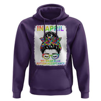 Autism Acceptance Hoodie Neurodivergent Support Messy Bun Ribbon Puzzle