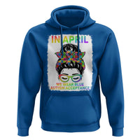 Autism Acceptance Hoodie Neurodivergent Support Messy Bun Ribbon Puzzle