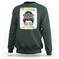 Autism Acceptance Sweatshirt Neurodivergent Support Messy Bun Ribbon Puzzle
