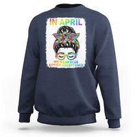 Autism Acceptance Sweatshirt Neurodivergent Support Messy Bun Ribbon Puzzle