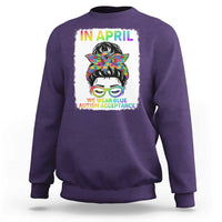 Autism Acceptance Sweatshirt Neurodivergent Support Messy Bun Ribbon Puzzle