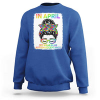 Autism Acceptance Sweatshirt Neurodivergent Support Messy Bun Ribbon Puzzle
