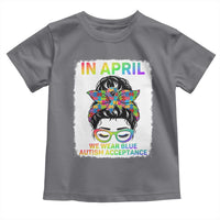 Autism Acceptance Toddler T Shirt Neurodivergent Support Messy Bun Ribbon Puzzle
