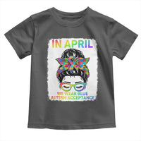Autism Acceptance Toddler T Shirt Neurodivergent Support Messy Bun Ribbon Puzzle
