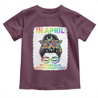 Autism Acceptance Toddler T Shirt Neurodivergent Support Messy Bun Ribbon Puzzle