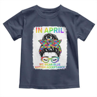 Autism Acceptance Toddler T Shirt Neurodivergent Support Messy Bun Ribbon Puzzle