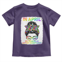 Autism Acceptance Toddler T Shirt Neurodivergent Support Messy Bun Ribbon Puzzle