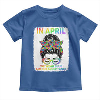 Autism Acceptance Toddler T Shirt Neurodivergent Support Messy Bun Ribbon Puzzle